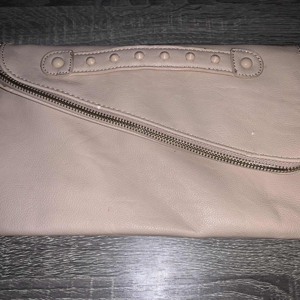 Aldo Cream Clutch with Silver Accents